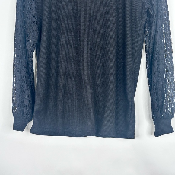 NWT MIHOLL Black Lace Sleeve Sweater Top Elegant Evening Party Blouse Size Med - Picture 8 of 10